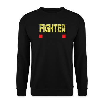 Base de texte FIGHTER - Sweat-shirt Unisexe - noir - Devant - Alina (178cm) & Michal (187cm)