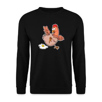 Lustiges Huhn - Landwirt Landwirte Huhn Hühner - Unisex Pullover - Schwarz - Vorne - Alina (178cm) & Michal (187cm)