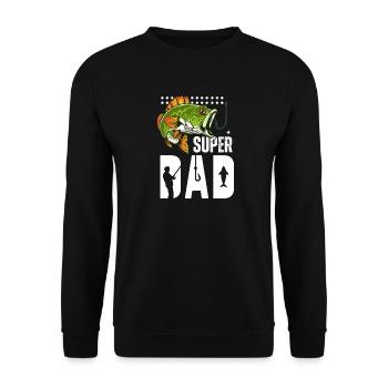 Super Dad Fishing Giant Fish - Unisex Sweatshirt - black - Front - Alina (178cm) & Michal (187cm)