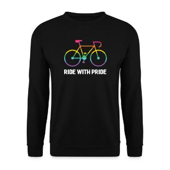 LGBTQ-Radfahrer - Fahre mit Stolz - Unisex Pullover - Schwarz - Vorne - Alina (178cm) & Michal (187cm)