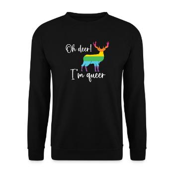 Pride Month LGBTQ - Oh Deer I'm Queer! - Unisex Sweatshirt - black - Front - Alina (178cm) & Michal (187cm)
