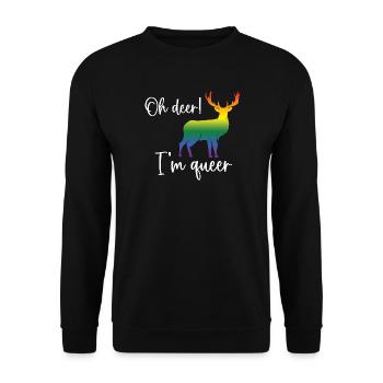 Pride Month LGBTQ - Oh Deer I'm Queer! - Unisex Sweatshirt - black - Front - Alina (178cm) & Michal (187cm)