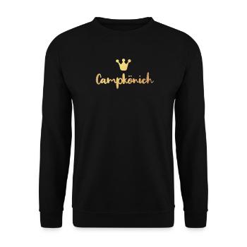 Camping King Gold Camper Luxury Glamping Crown - Unisex Sweatshirt - black - Front - Alina (178cm) & Michal (187cm)