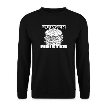 Burger Meister – Handgezeichnete - Unisex Pullover - Schwarz - Vorne - Alina (178cm) & Michal (187cm)