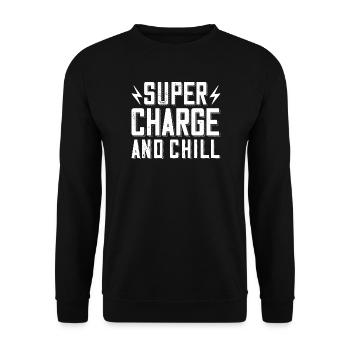 Supercharge And Chill - für Elektro Auto Fans - Unisex Pullover - Schwarz - Vorne - Alina (178cm) & Michal (187cm)