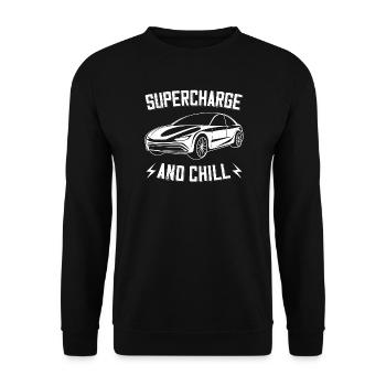Supercharge And Chill - pour les fans de voitures électriques - Sweat-shirt Unisexe - noir - Devant - Alina (178cm) & Michal (187cm)