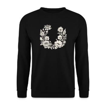 Flower Wreath Flowers Bees Meadow Wedding Blossoms - Unisex Sweatshirt - black - Front - Alina (178cm) & Michal (187cm)