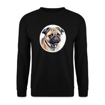 Mops - Unisex Pullover - Schwarz - Vorne - Alina (178cm) & Michal (187cm)