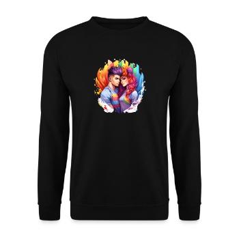 Rainbow love duo in a frenzy of color - Unisex Sweatshirt - black - Front - Alina (178cm) & Michal (187cm)