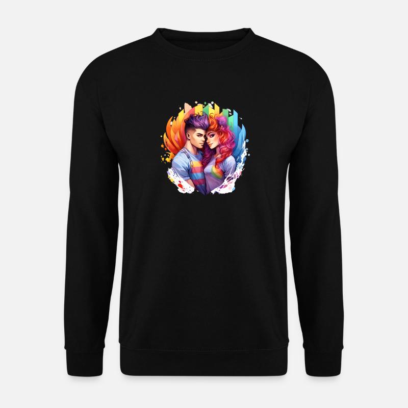 Regenbogenliebe Duo im Farbrausch - Unisex Pullover - Schwarz