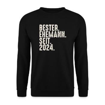 Bester Ehemann seit 2024 Ehe Hochzeit Verheiratet - Unisex Pullover - Schwarz - Vorne - Alina (178cm) & Michal (187cm)