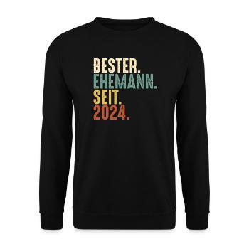 Bester Ehemann seit 2024 Ehe Hochzeit Verheiratet - Unisex Pullover - Schwarz - Vorne - Alina (178cm) & Michal (187cm)