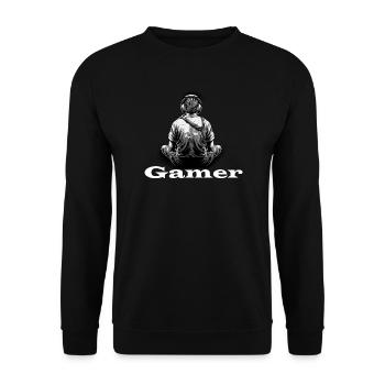 Gamer weiß - Unisex Pullover - Schwarz - Vorne - Alina (178cm) & Michal (187cm)