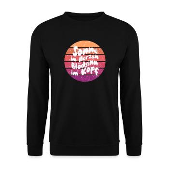 Sonne im Herzen Retro Kreis - Unisex Pullover - Schwarz - Vorne - Alina (178cm) & Michal (187cm)