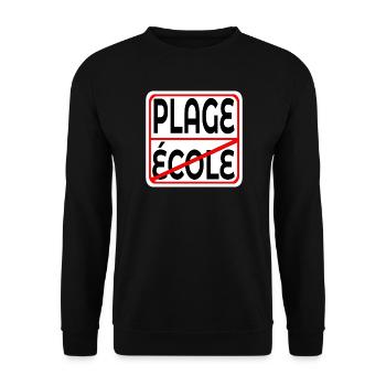 Début des vacances École PLAGE - Sweat-shirt Unisexe - noir - Devant - Alina (178cm) & Michal (187cm)