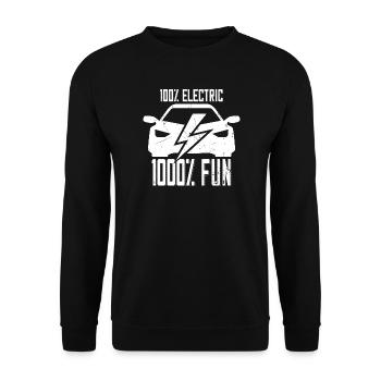 100% électrique 1000% Fun - pour les fans de voitures électriques - Sweat-shirt Unisexe - noir - Devant - Alina (178cm) & Michal (187cm)