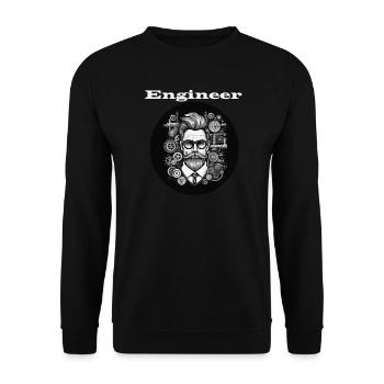 Engineer weiß - Unisex Pullover - Schwarz - Vorne - Alina (178cm) & Michal (187cm)