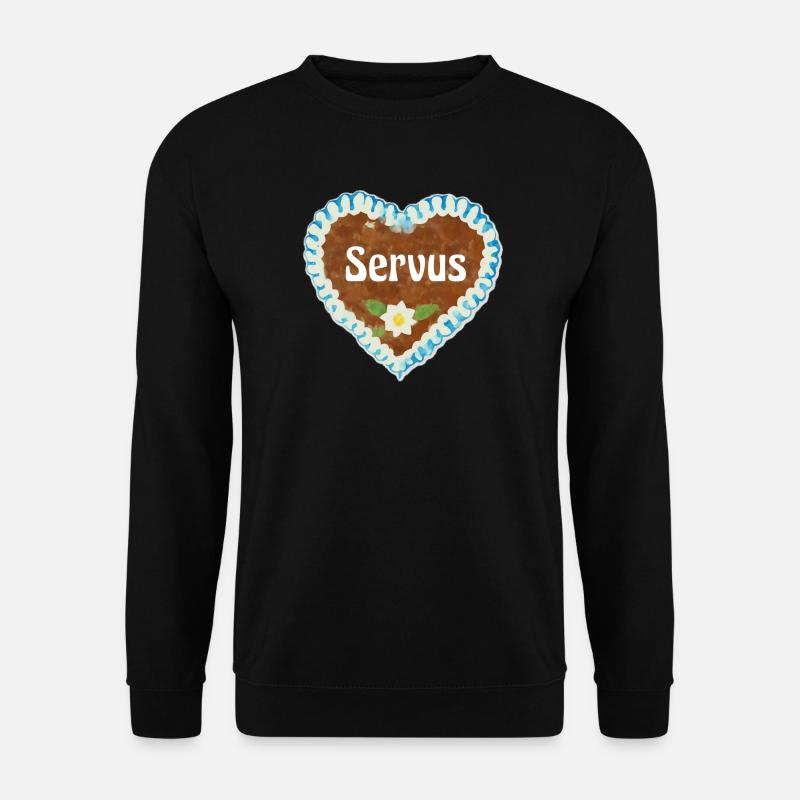 Lebkuchenherz Servus - Unisex Pullover - Schwarz