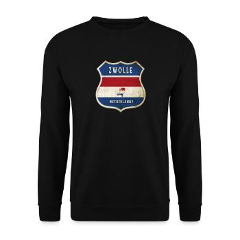 Zwolle Niederlande Wappen Design - Unisex Pullover - Schwarz - Vorne - Alina (178cm) & Michal (187cm)