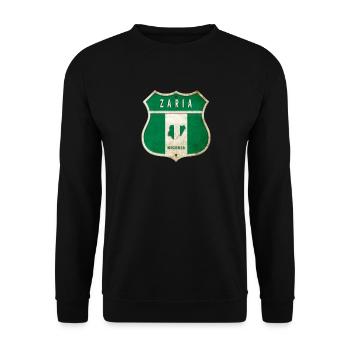 Zaria Nigeria Wappen Flaggen Design - Unisex Pullover - Schwarz - Vorne - Alina (178cm) & Michal (187cm)