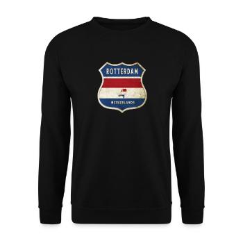 Rotterdam Netherlands coat of arms design - Unisex Sweatshirt - black - Front - Alina (178cm) & Michal (187cm)