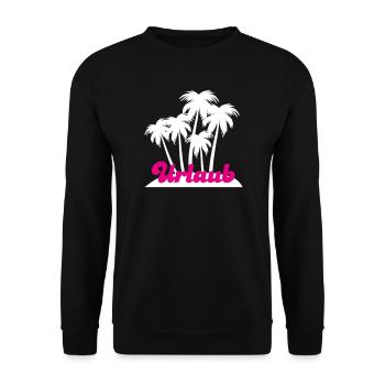 Urlaub Palmen Insel Ferien urlaubsreif Südsee - Unisex Pullover - Schwarz - Vorne - Alina (178cm) & Michal (187cm)
