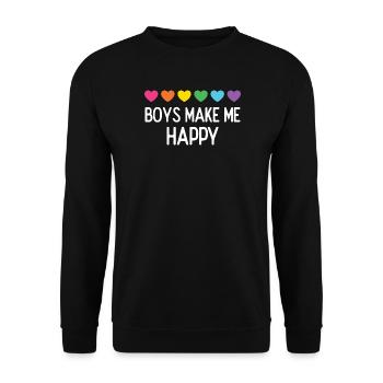Pride Month LGBTQ - Boys Make Me Happy - Unisex Sweatshirt - black - Front - Alina (178cm) & Michal (187cm)