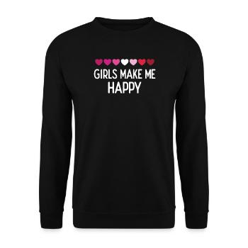 Pride Month LGBTQ - Girls Make Me Happy - Unisex Sweatshirt - black - Front - Alina (178cm) & Michal (187cm)