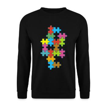 Mehrfarbiges, unvollständiges Puzzle - Unisex Pullover - Schwarz - Vorne - Alina (178cm) & Michal (187cm)