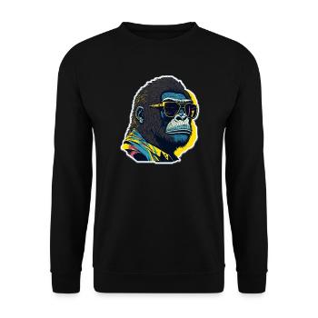 Gorilla mit Sonnebrille - Unisex Pullover - Schwarz - Vorne - Alina (178cm) & Michal (187cm)