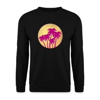 Circle Gold Palm Pink Holiday Deluxe South Seas Luxury - Unisex Sweatshirt - black - Front - Alina (178cm) & Michal (187cm)