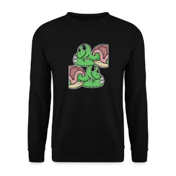 Schildkröte Schildkröten - Unisex Pullover - Schwarz - Vorne - Alina (178cm) & Michal (187cm)