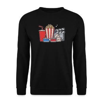 Popcorn Cineast Statement Movies Movie Night Movies - Unisex Sweatshirt - black - Front - Alina (178cm) & Michal (187cm)