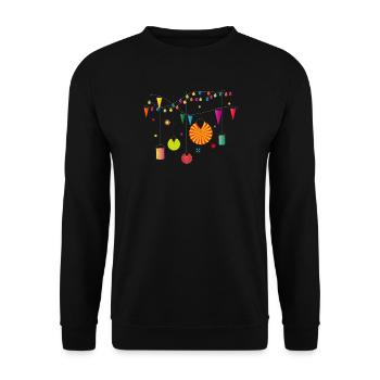 Sommer Party im eigenen Garten mit Lampions - Unisex Pullover - Schwarz - Vorne - Alina (178cm) & Michal (187cm)