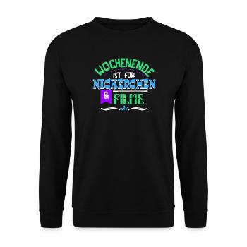 Cineast Binge Watching Movies Theater Statement - Unisex Pullover - Schwarz - Vorne - Alina (178cm) & Michal (187cm)