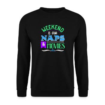 Film Schauen Statement Streaming Theater Movies - Unisex Pullover - Schwarz - Vorne - Alina (178cm) & Michal (187cm)