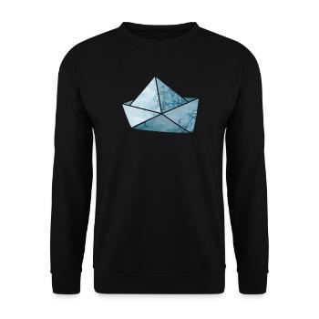 Papierboot Anker See Meer Schiff Urlaub Boot - Unisex Pullover - Schwarz - Vorne - Alina (178cm) & Michal (187cm)