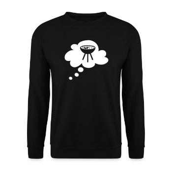 Grill Wolke Denkblase Grillen Grillparty Fan Fun - Unisex Pullover - Schwarz - Vorne - Alina (178cm) & Michal (187cm)