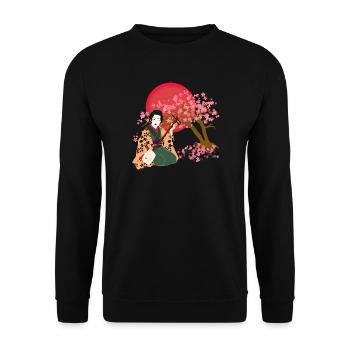 Une femme japonaise joue Shamisen - Sweat-shirt Unisexe - noir - Devant - Alina (178cm) & Michal (187cm)