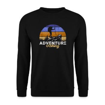 Abenteuer-Wander-Silhouette - Unisex Pullover - Schwarz - Vorne - Alina (178cm) & Michal (187cm)