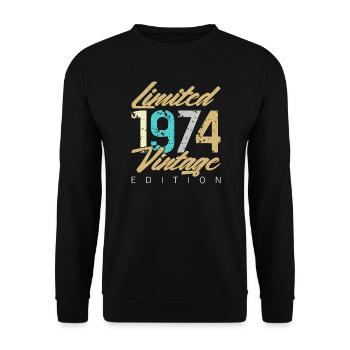 Limited 1974 Vintage Edition - Unisex Sweatshirt - black - Front - Alina (178cm) & Michal (187cm)