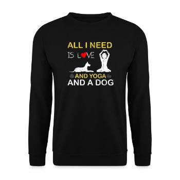 Love Yoga and a Dog Tee - Unisex Sweatshirt - black - Front - Alina (178cm) & Michal (187cm)