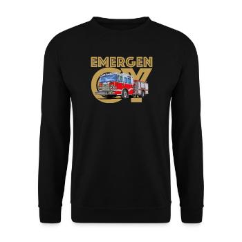 Feuerwehr Notruf - Unisex Pullover - Schwarz - Vorne - Alina (178cm) & Michal (187cm)