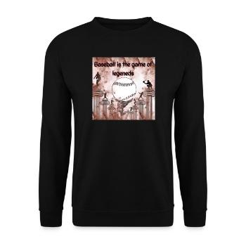 Legendäre Baseball-Illustration mit Säulenmotiv - Unisex Pullover - Schwarz - Vorne - Alina (178cm) & Michal (187cm)