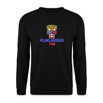 Kino Movies Theater Statement Popcorn Filmabend - Unisex Pullover - Schwarz - Vorne - Alina (178cm) & Michal (187cm)