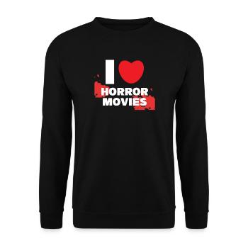 Kino Cineast Ich Liebe Movies Herz Statement Filme - Unisex Pullover - Schwarz - Vorne - Alina (178cm) & Michal (187cm)