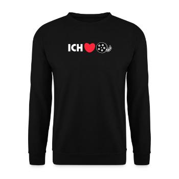 Herz Kino Nacht Ich Liebe Movies Statement Filme - Unisex Pullover - Schwarz - Vorne - Alina (178cm) & Michal (187cm)