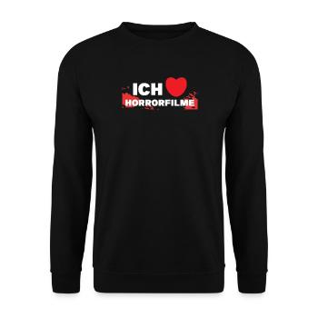 Ich Liebe Movies Herz Kinoabend Statement Cineast - Unisex Pullover - Schwarz - Vorne - Alina (178cm) & Michal (187cm)