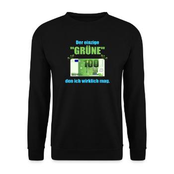 Den Grüne mag ich ! - Unisex Pullover - Schwarz - Vorne - Alina (178cm) & Michal (187cm)