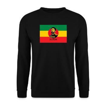 DRAPEAU REGGAE - HAILÉ SÉLASSIÉ - JAH RASTAFARI - Sweat-shirt Unisexe - noir - Devant - Alina (178cm) & Michal (187cm)